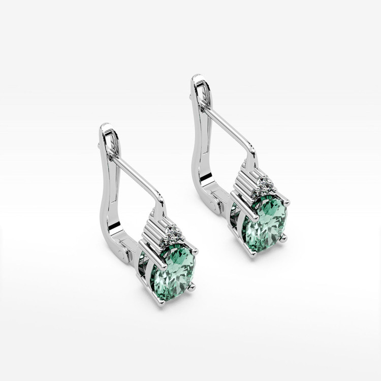 Złote kolczyki z szmaragdem i diamentami