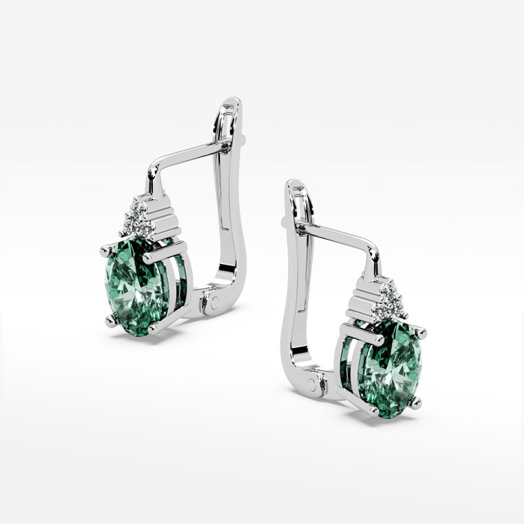 Złote kolczyki z szmaragdem i diamentami