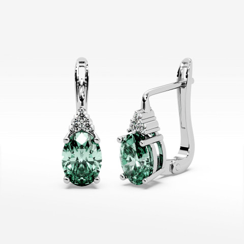 Złote kolczyki z szmaragdem i diamentami