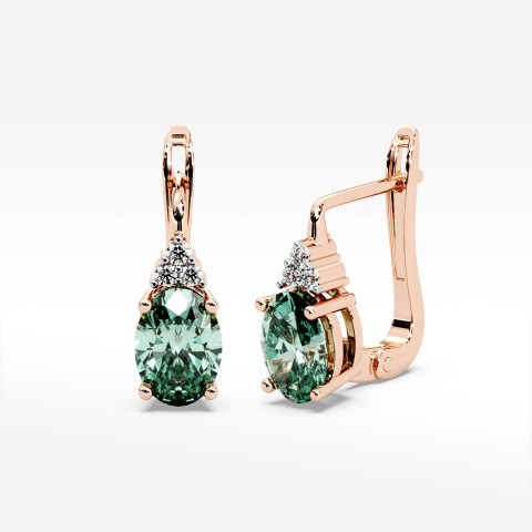 Złote kolczyki z szmaragdem i diamentami