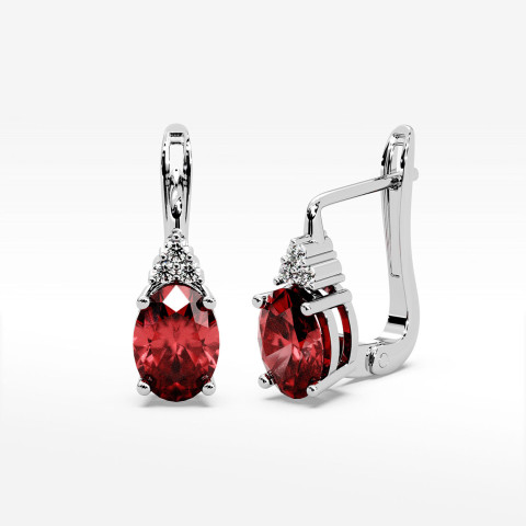 Złote kolczyki z rubinem i diamentami