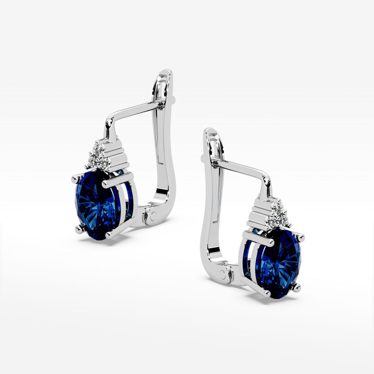 Złote kolczyki z szafirem i diamentami