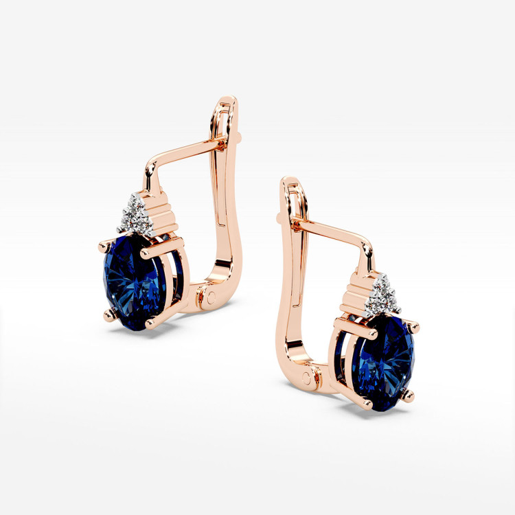 Złote kolczyki z szafirem i diamentami