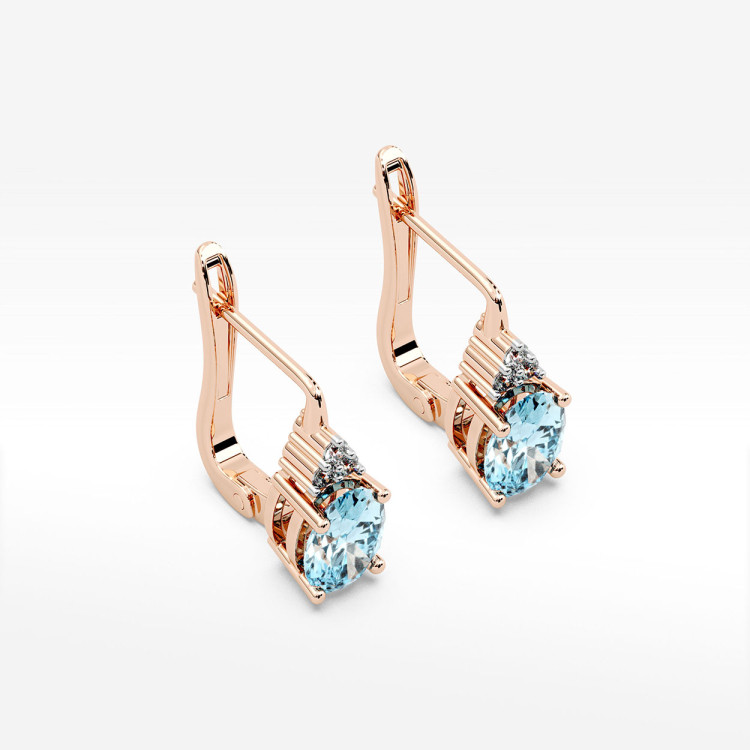 Złote kolczyki z topazem i diamentami