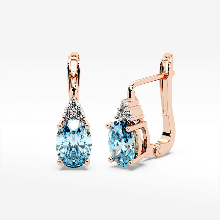 Złote kolczyki z topazem i diamentami