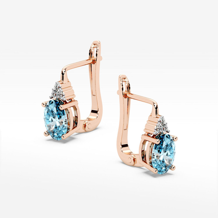 Złote kolczyki z topazem i diamentami