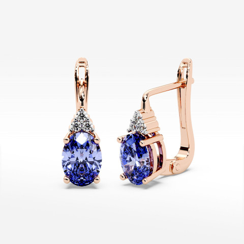 Złote kolczyki z tanzanitem i diamentami
