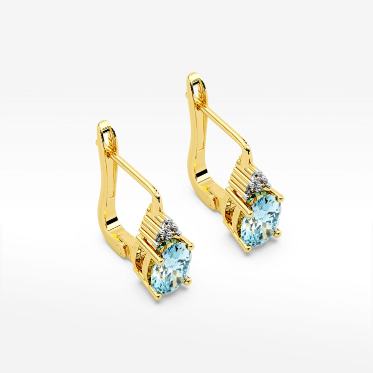 Złote kolczyki z topazem i diamentami