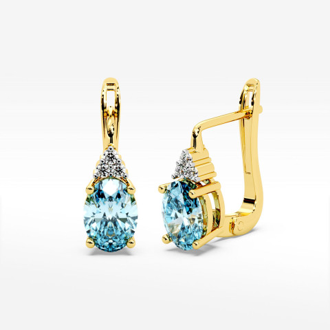 Złote kolczyki z topazem i diamentami