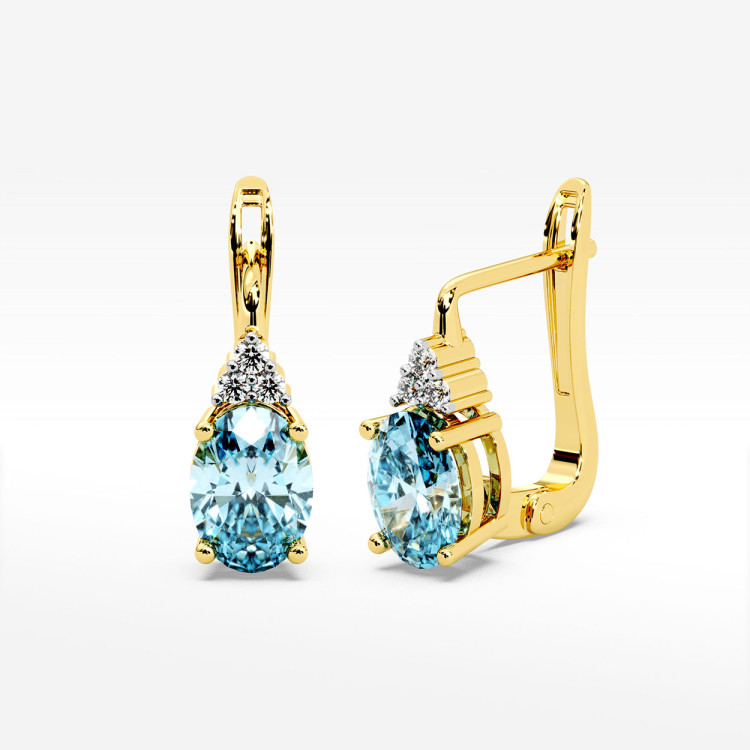 Złote kolczyki z topazem i diamentami