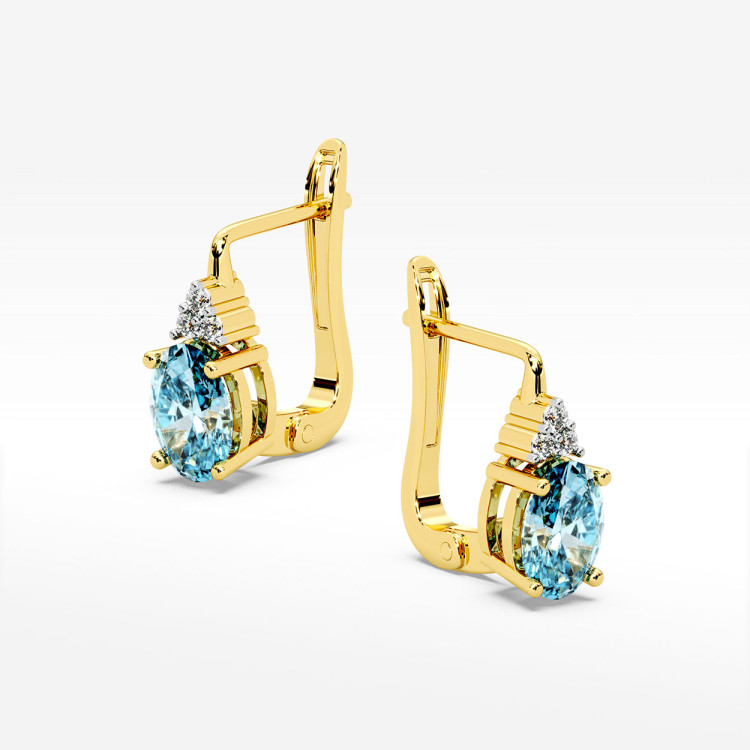 Złote kolczyki z topazem i diamentami