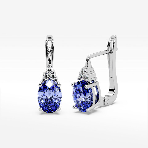 Złote kolczyki z tanzanitem i diamentami