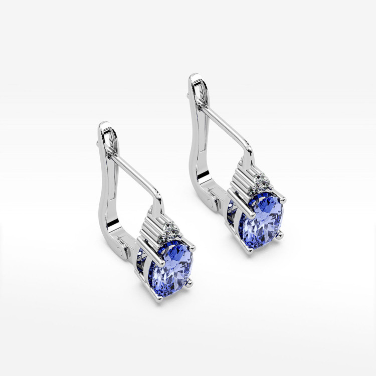 Złote kolczyki z tanzanitem i diamentami