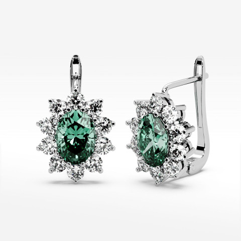 Złote kolczyki z szmaragdem i diamentami