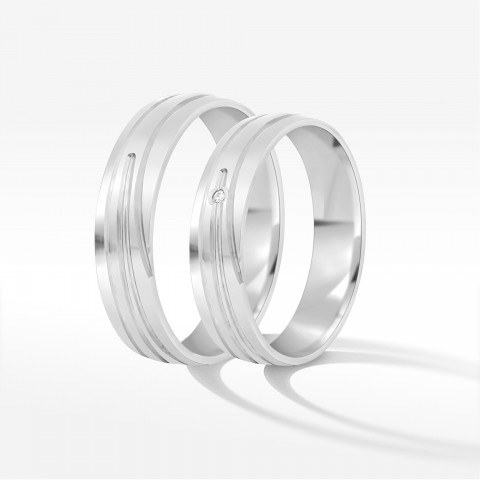 Obrączki ślubne z białego złota 5.5mm półokrągłe