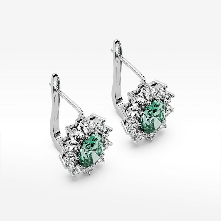 Złote kolczyki z szmaragdem i diamentami