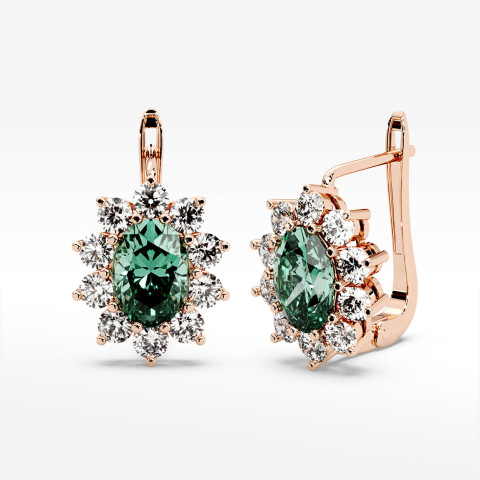 Złote kolczyki z szmaragdem i diamentami
