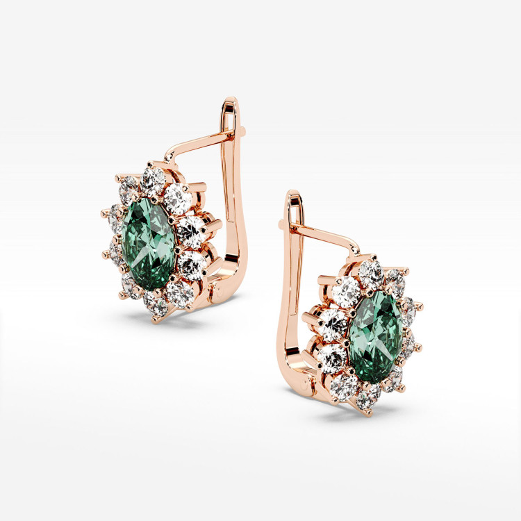 Złote kolczyki z szmaragdem i diamentami