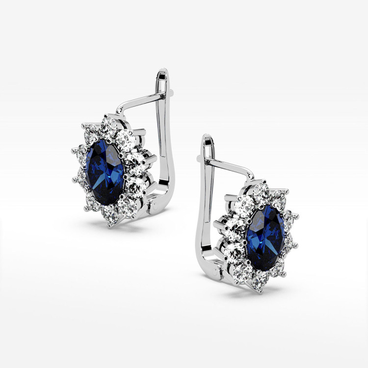 Złote kolczyki z szafirem i diamentami