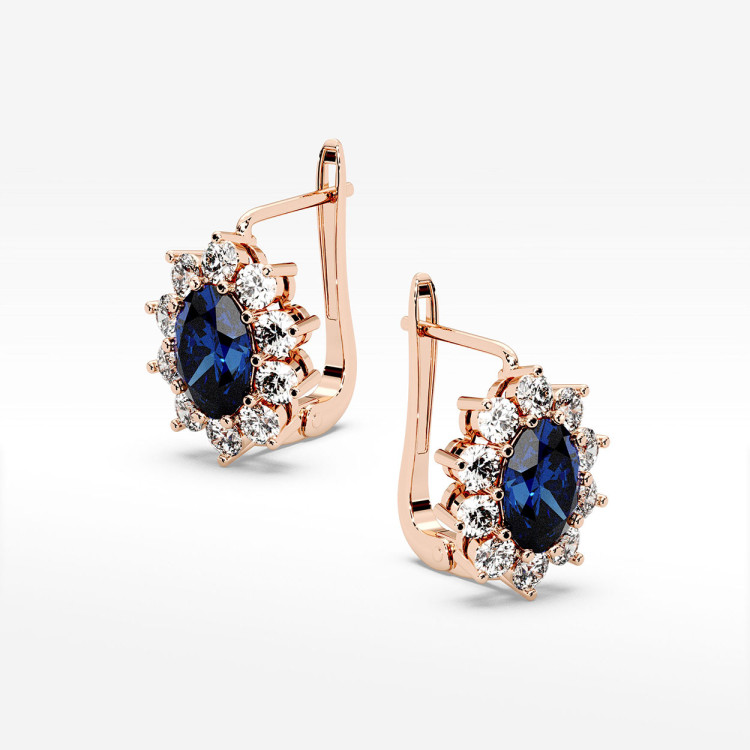 Złote kolczyki z szafirem i diamentami