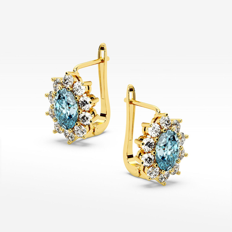 Złote kolczyki z topazem i diamentami