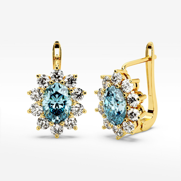 Złote kolczyki z topazem i diamentami