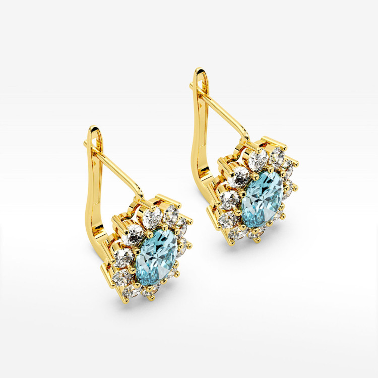 Złote kolczyki z topazem i diamentami