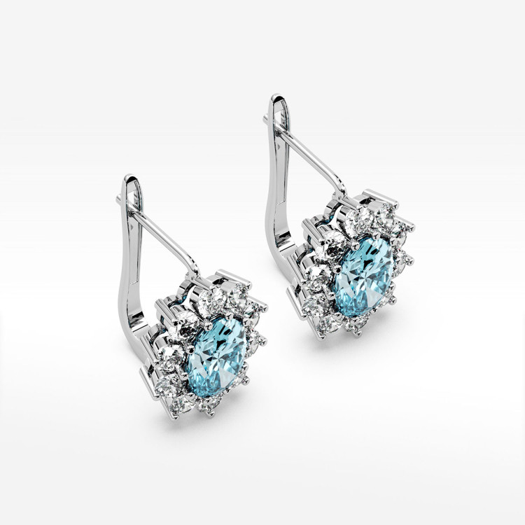 Złote kolczyki z topazem i diamentami