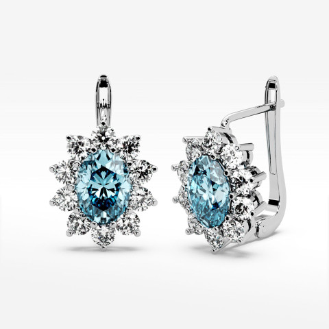 Złote kolczyki z topazem i diamentami