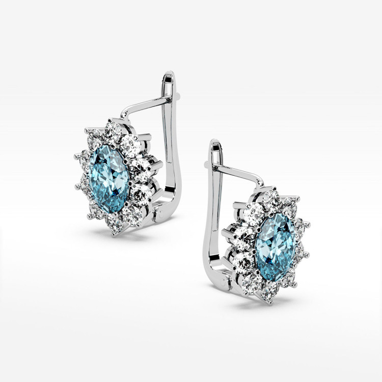 Złote kolczyki z topazem i diamentami