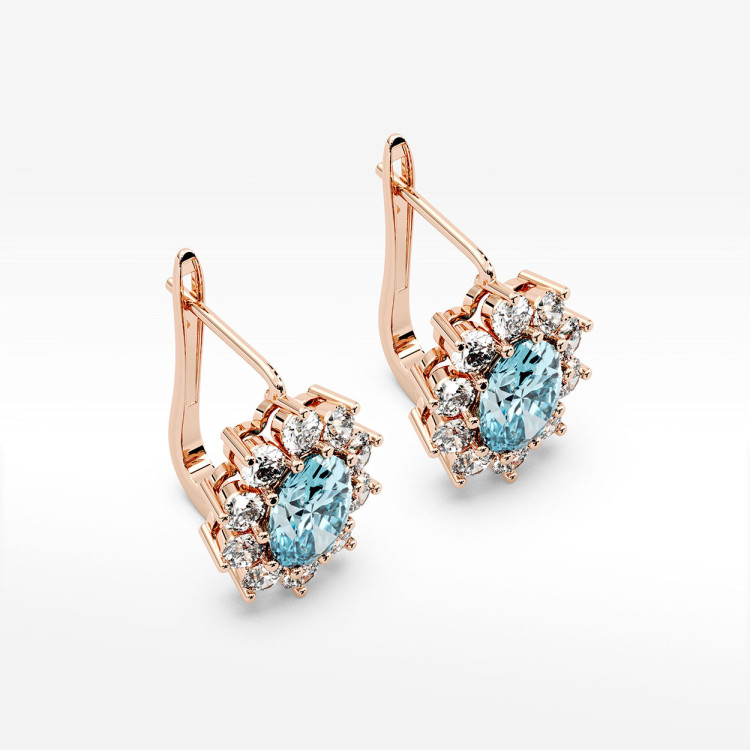 Złote kolczyki z topazem i diamentami