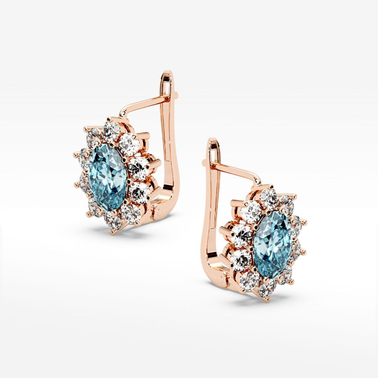 Złote kolczyki z topazem i diamentami