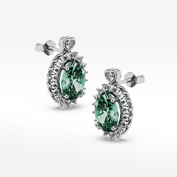 Złote kolczyki z szmaragdem i diamentami