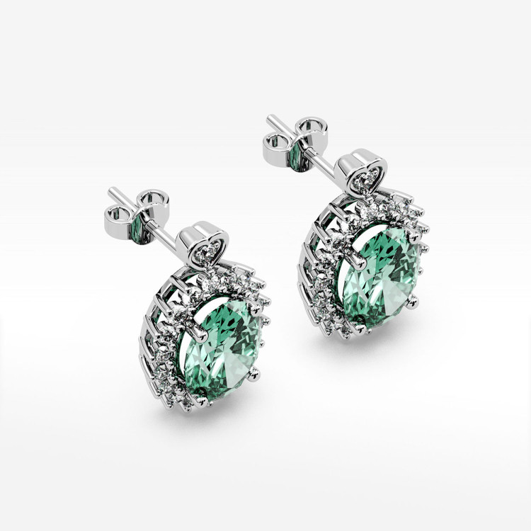 Złote kolczyki z szmaragdem i diamentami