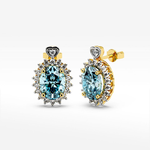 Złote kolczyki z topazem i diamentami