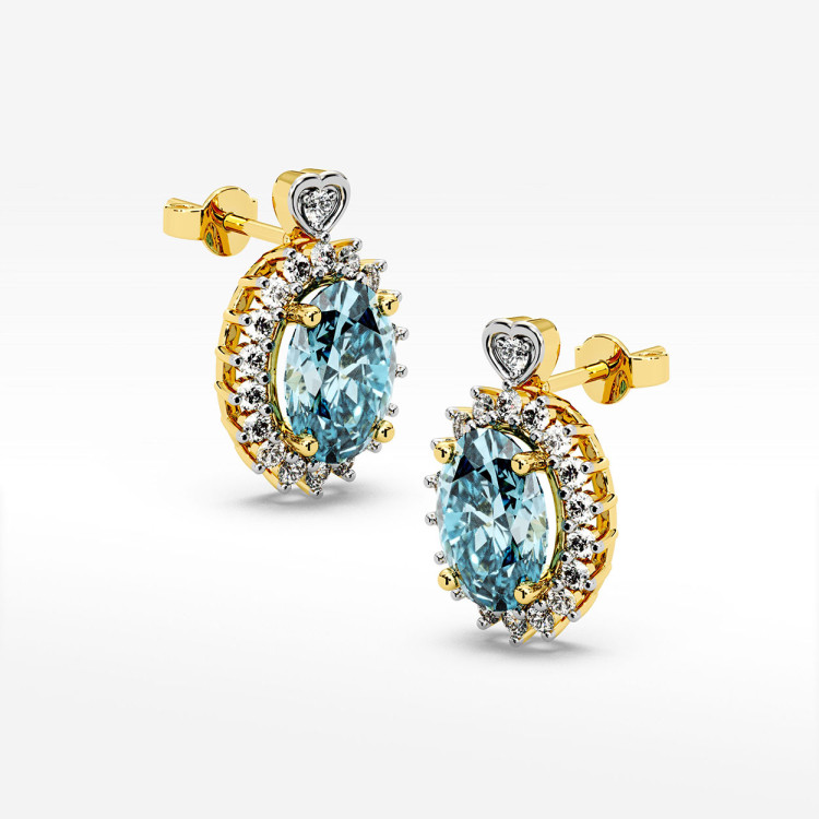 Złote kolczyki z topazem i diamentami