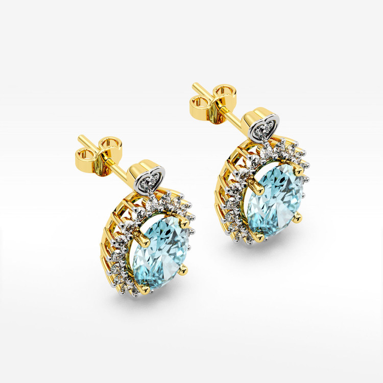 Złote kolczyki z topazem i diamentami