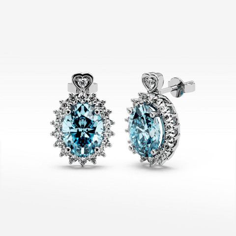 Złote kolczyki z topazem i diamentami