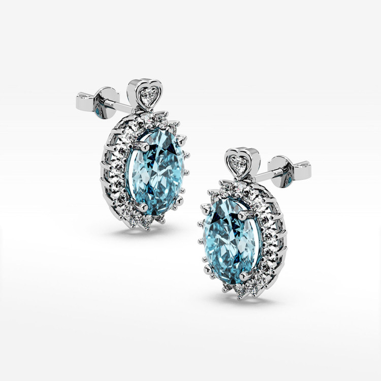 Złote kolczyki z topazem i diamentami