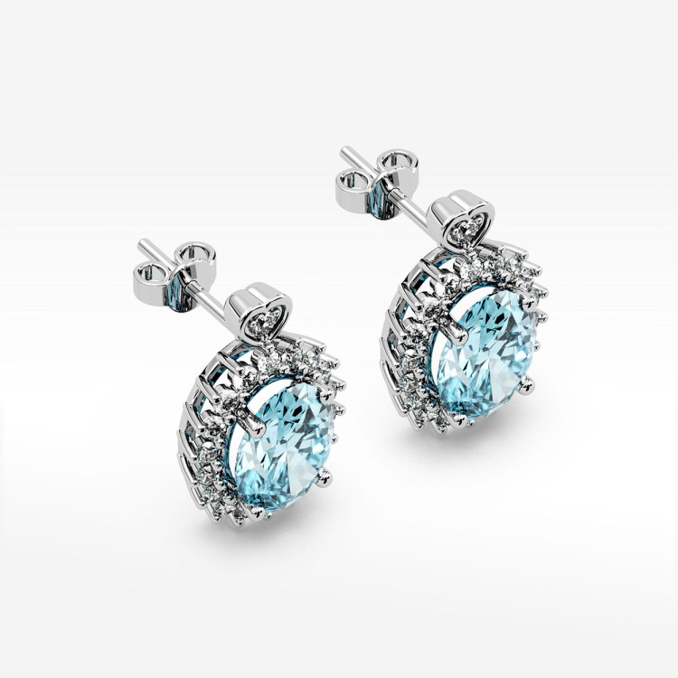 Złote kolczyki z topazem i diamentami