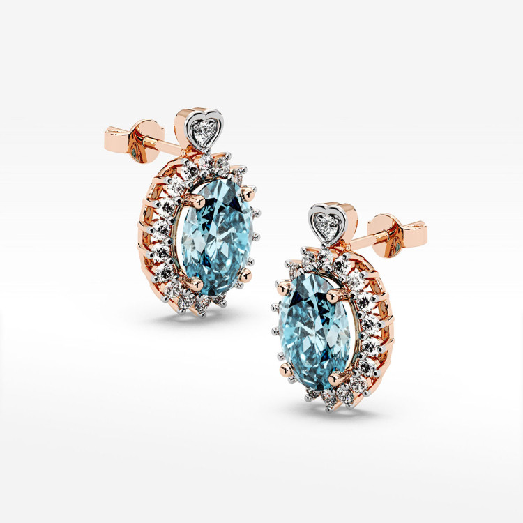 Złote kolczyki z topazem i diamentami