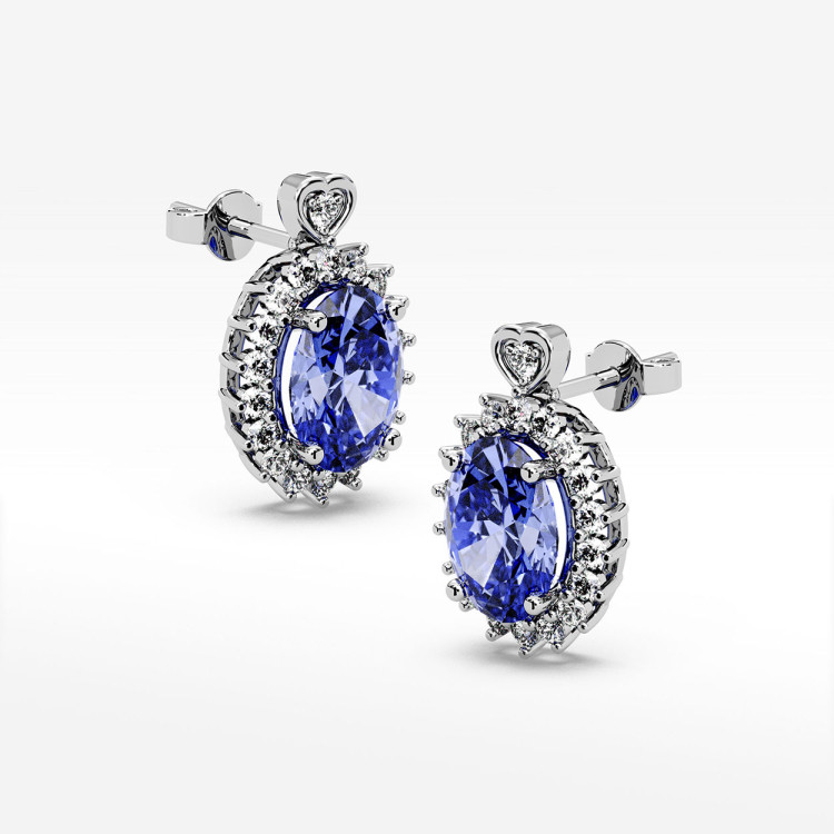 Złote kolczyki z tanzanitem i diamentami