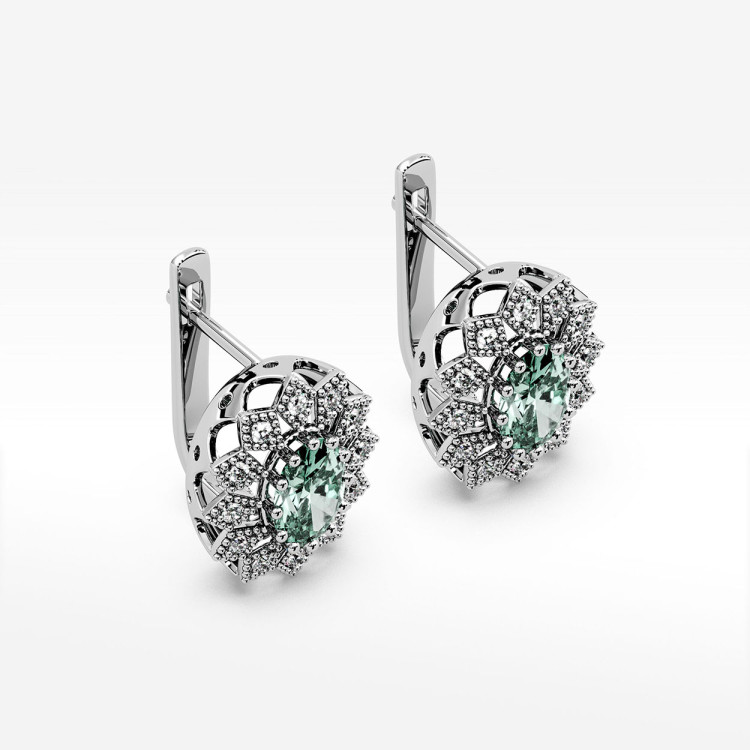 Złote kolczyki z szmaragdem i diamentami