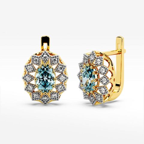 Złote kolczyki z topazem i diamentami
