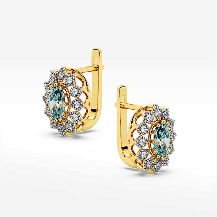 Złote kolczyki z topazem i diamentami