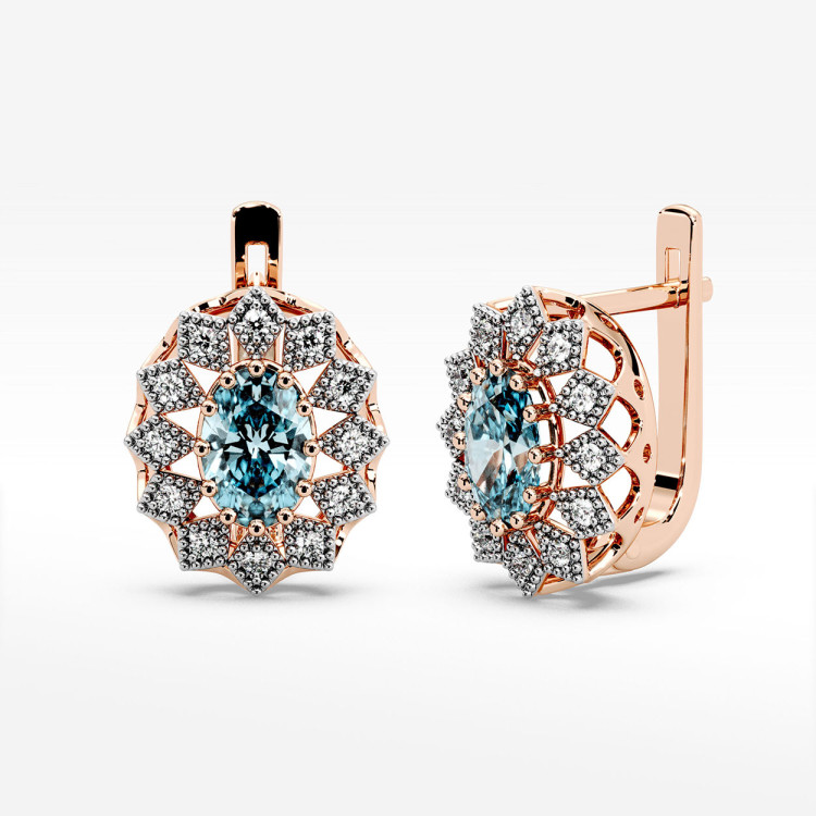 Złote kolczyki z topazem i diamentami