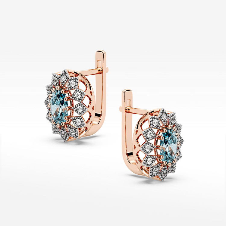 Złote kolczyki z topazem i diamentami