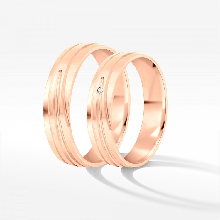 Obrączki ślubne z różowego złota 5.5mm półokrągłe