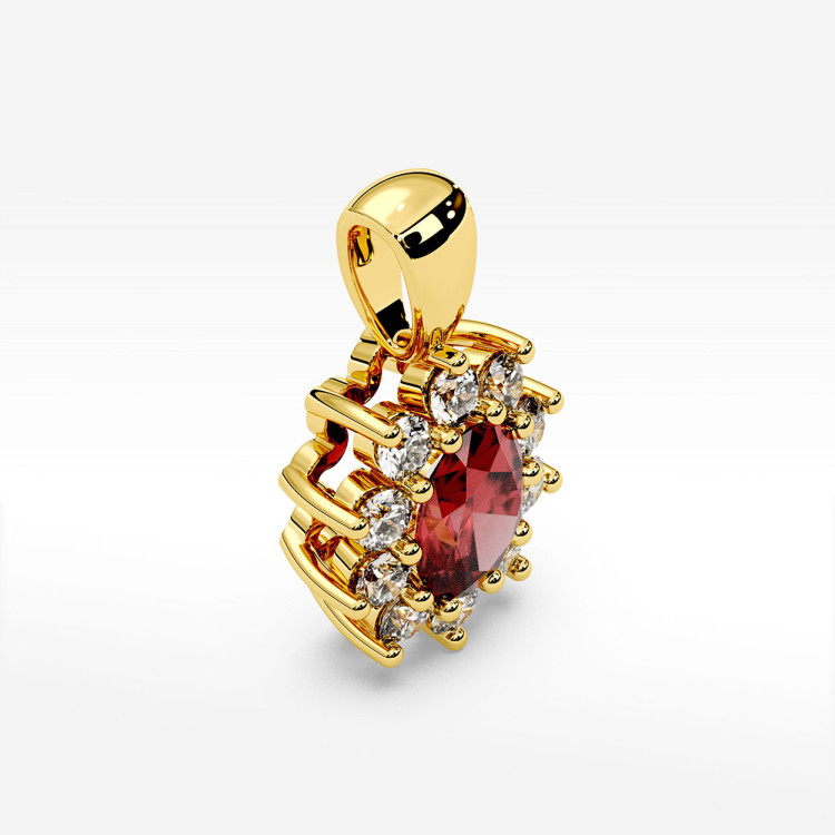 Zawieszka z diamentami i rubinem
