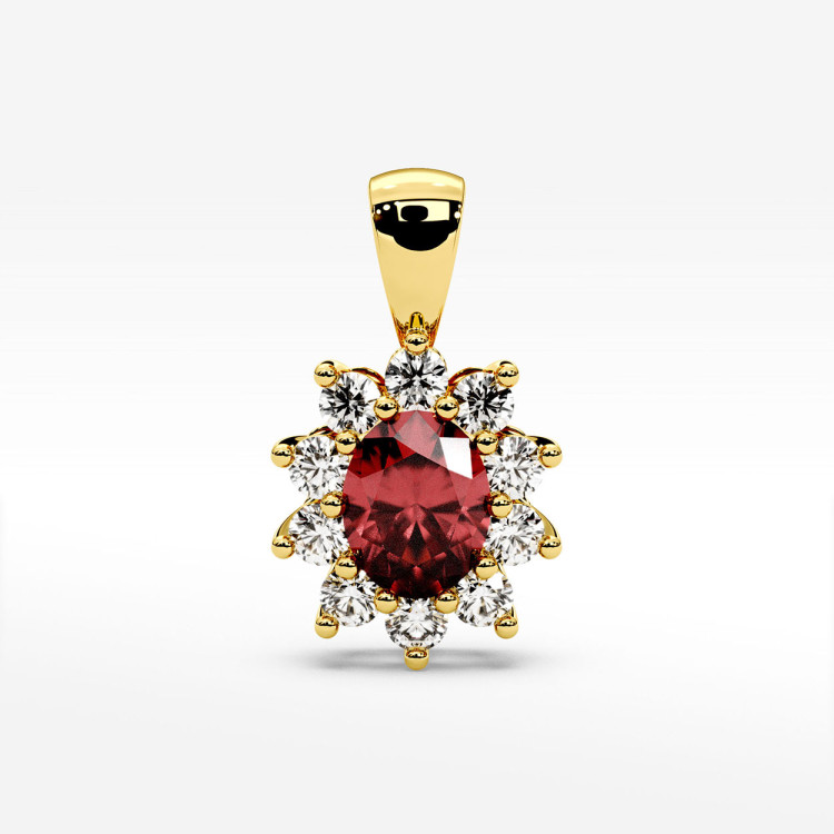 Zawieszka z diamentami i rubinem